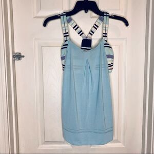 Lululemon Rest Less Blue Tank Top Athletic w/ Built In Bra Size 4